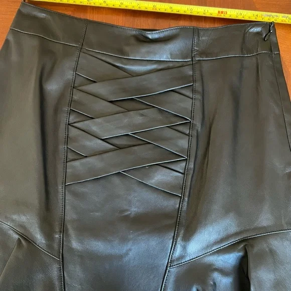 NWT Derek Lam Crosby Black Lace Up Leather Skirt size 10
